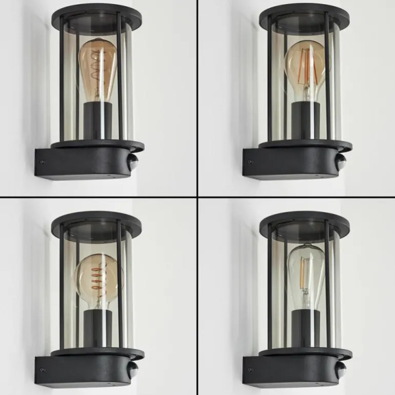 Applique murale d'extérieur Sumalao Noir, 1 lumière, Détecteur de mouvement