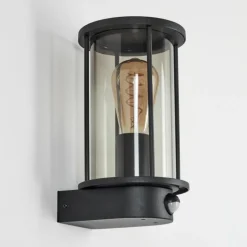 Applique murale d'extérieur Sumalao Noir, 1 lumière, Détecteur de mouvement