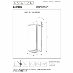 Applique murale d'extérieur Lucide LAURENS Noir, 1 lumière