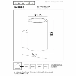 Applique murale d'extérieur Lucide VOLANTIS Noir, 1 lumière