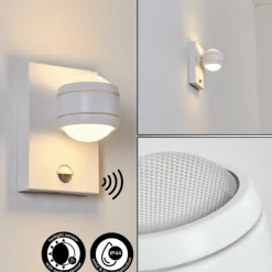 Applique murale d'extérieur Borlo LED Blanc, 2 lumières, Détecteur de mouvement