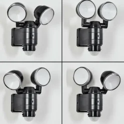 Applique murale d'extérieur Anyarhwi LED Noir, 2 lumières, Détecteur de mouvement