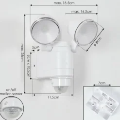 Applique murale d'extérieur Anyarhwi LED Blanc, 2 lumières, Détecteur de mouvement