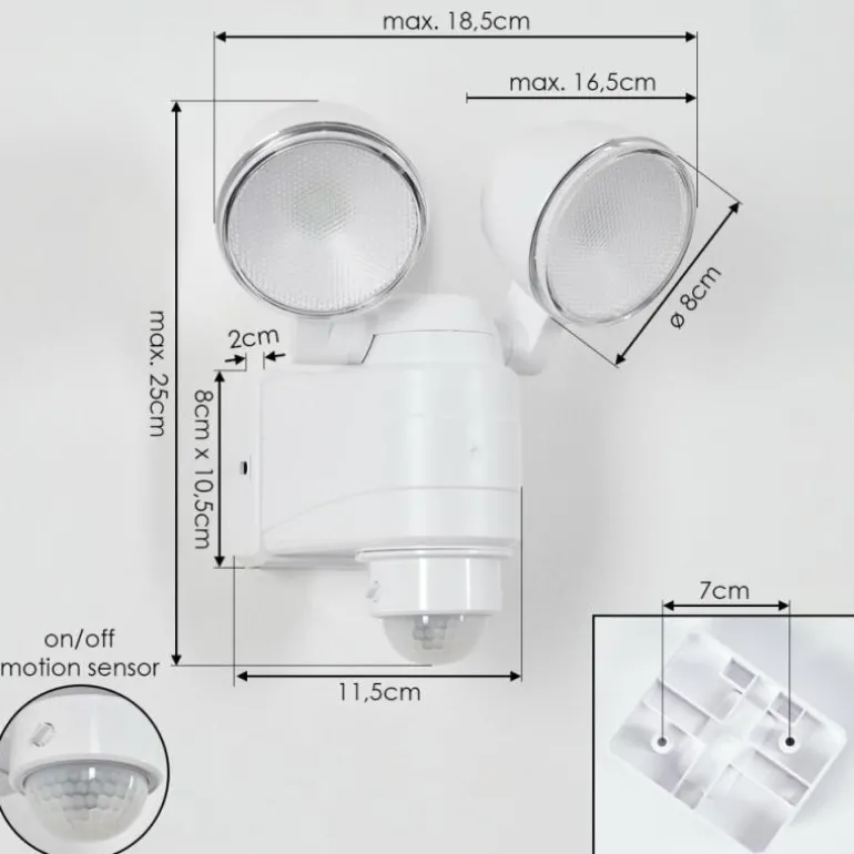 Applique murale d'extérieur Anyarhwi LED Blanc, 2 lumières, Détecteur de mouvement