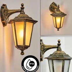 Applique murale d'extérieur Loria Or, Noir, 1 lumière