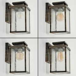 Applique murale d'extérieur Tieva Brun, Or, Noir, 1 lumière, Détecteur de mouvement