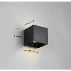 Applique murale d'extérieur Reality TALENT LED Noir, 2 lumières, Détecteur de mouvement