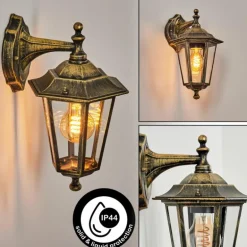 Applique murale d'extérieur Loria Or, Noir, 1 lumière