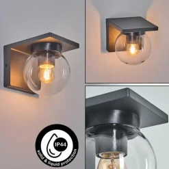 Applique murale d'extérieur Aquin Anthracite, 1 lumière