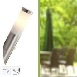 Applique murale d'extérieur Brilliant Chorus Acier inoxydable, 1 lumière, Détecteur de mouvement