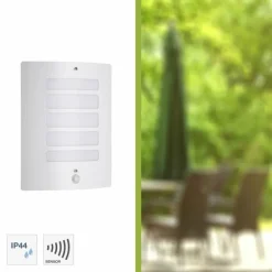 Applique murale d'extérieur Brilliant Todd Blanc, 1 lumière, Détecteur de mouvement