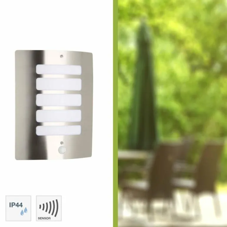 Applique murale d'extérieur Brilliant Todd Acier inoxydable, 1 lumière, Détecteur de mouvement