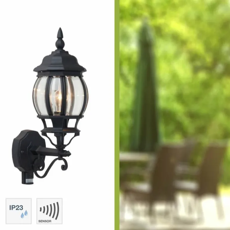 Applique murale d'extérieur Brilliant Istria Noir, 1 lumière, Détecteur de mouvement
