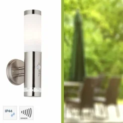 Applique murale d'extérieur Brilliant Bole Acier inoxydable, 1 lumière, Détecteur de mouvement