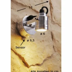 Applique murale d'extérieur Konstsmide Monza LED Aluminium, Acier inoxydable, 3 lumières, Détecteur de mouvement