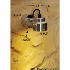 Applique murale d'extérieur Konstsmide Monza LED Aluminium, Acier inoxydable, 6 lumières, Détecteur de mouvement