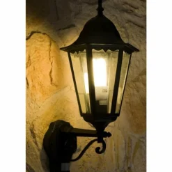 Applique murale d'extérieur LUTEC BRISTOL Noir, Transparent, 1 lumière, Détecteur de mouvement