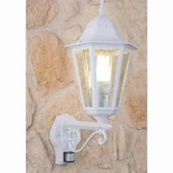 Applique murale d'extérieur LUTEC BRISTOL Transparent, Blanc, 1 lumière, Détecteur de mouvement