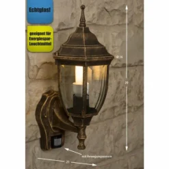 Applique murale d'extérieur Rabalux Nizza Or, Laiton, Transparent