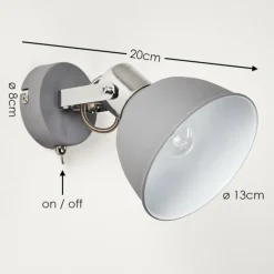 Applique murale Dompierre Gris, Blanc, 1 lumière