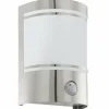 Applique murale Eglo CERNO Acier inoxydable, 1 lumière, Détecteur de mouvement