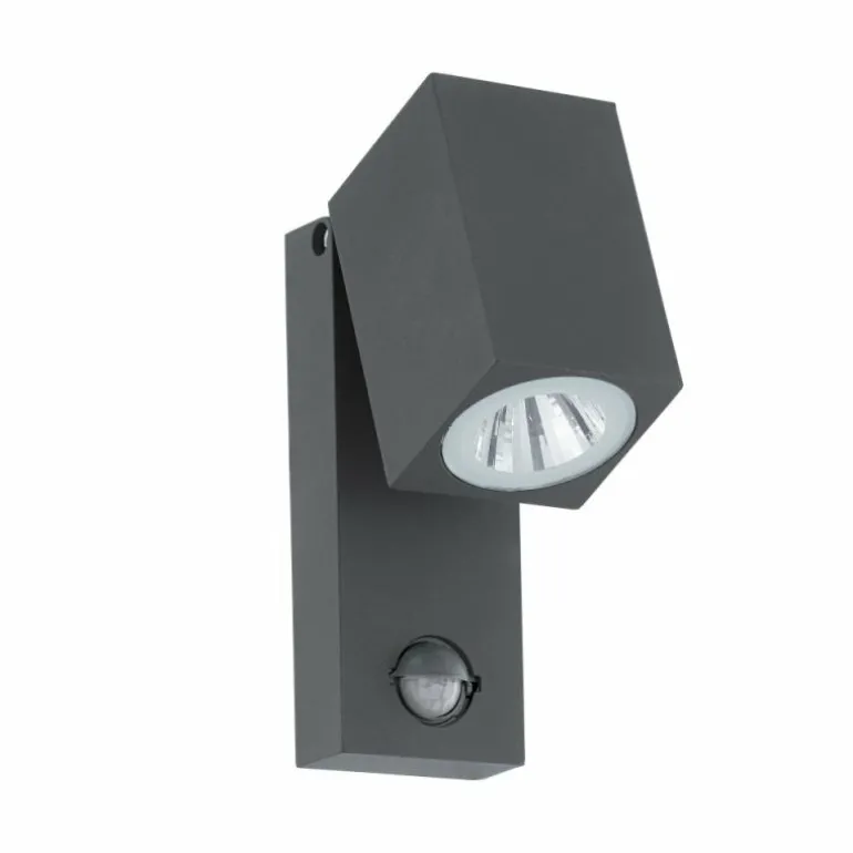 Applique murale Eglo SAKEDA LED Anthracite, 1 lumière, Détecteur de mouvement