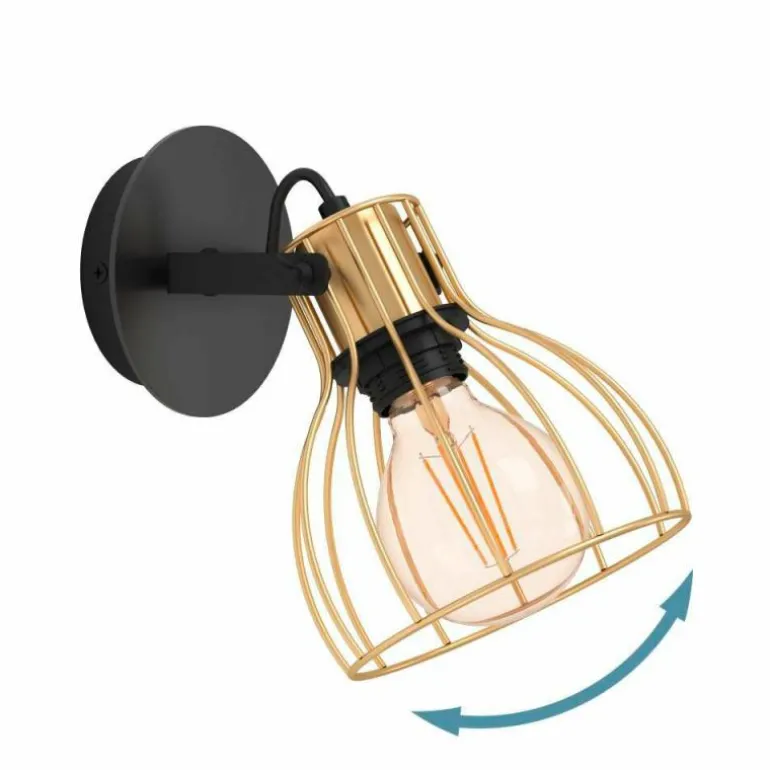 Applique murale Eglo SAMBATELLO Laiton, Noir, 1 lumière