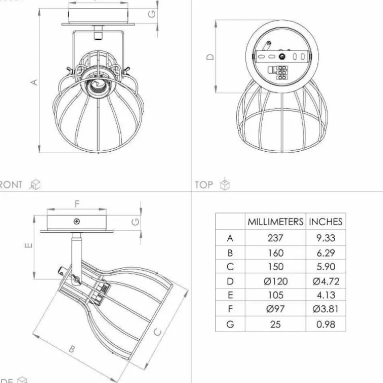 Applique murale Eglo SAMBATELLO Laiton, Noir, 1 lumière