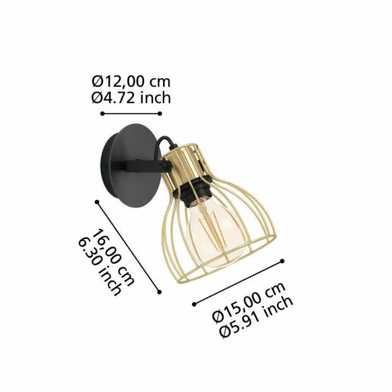 Applique murale Eglo SAMBATELLO Laiton, Noir, 1 lumière