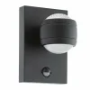 Applique murale Eglo SESIMBA 1 LED Noir, 2 lumières, Détecteur de mouvement