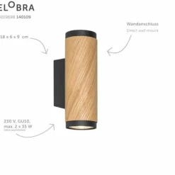 Applique murale Elobra Bolivia Écru, Noir, 2 lumières