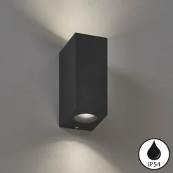 Applique murale Fischer & Honsel Emilio LED Noir, 2 lumières