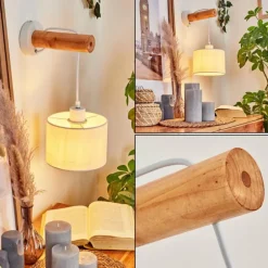 Applique murale Geelong Bois clair, Blanc, 1 lumière