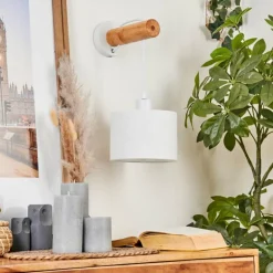 Applique murale Geelong Bois clair, Blanc, 1 lumière