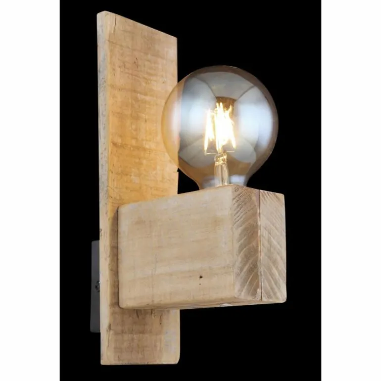 Applique murale Globo ADALIE Bois clair, Noir, 1 lumière