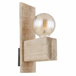 Applique murale Globo ADALIE Bois clair, Noir, 1 lumière