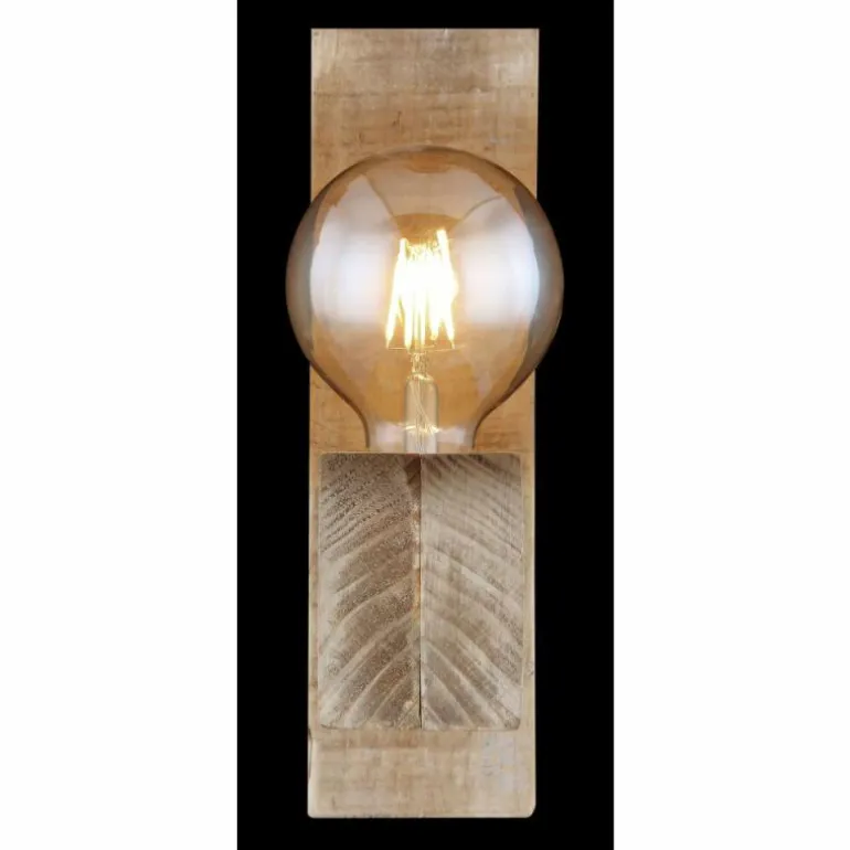 Applique murale Globo ADALIE Bois clair, Noir, 1 lumière