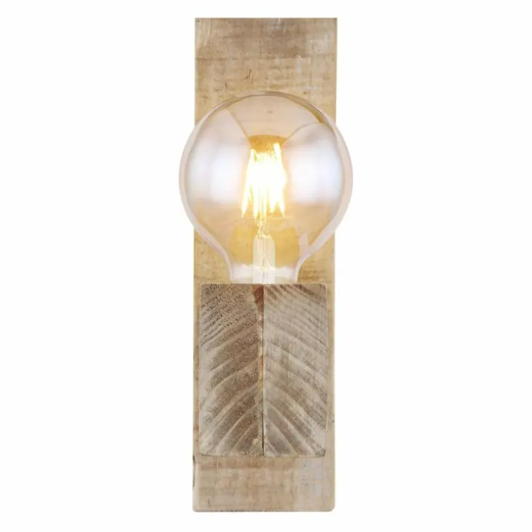 Applique murale Globo ADALIE Bois clair, Noir, 1 lumière