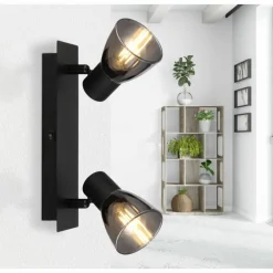 Applique murale Globo CLAUDE Noir, 2 lumières