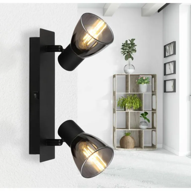 Applique murale Globo CLAUDE Noir, 2 lumières