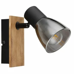 Applique murale Globo CLAUDE Bois foncé, Noir, 1 lumière