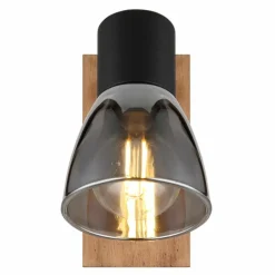 Applique murale Globo CLAUDE Bois foncé, Noir, 1 lumière