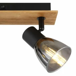 Applique murale Globo CLAUDE Bois foncé, Noir, 2 lumières