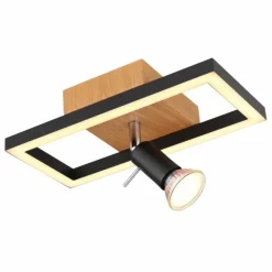 Applique murale Globo IDA LED Couleur bois, Noir, 2 lumières