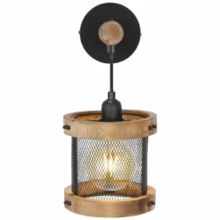 Applique murale Globo JEANIE Bois foncé, Noir, 1 lumière