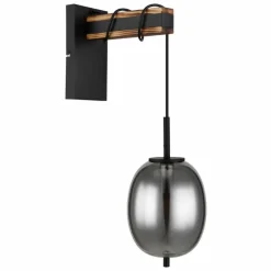 Applique murale Globo LOREY Bois foncé, Noir, 1 lumière
