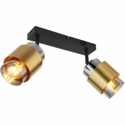 Applique murale Globo MILLEY Laiton, Noir, 2 lumières