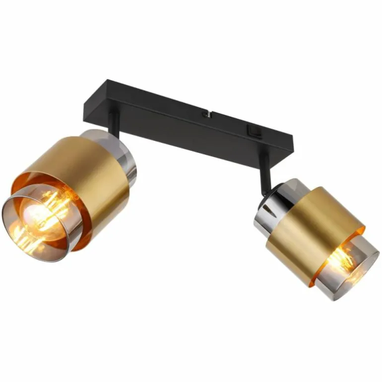 Applique murale Globo MILLEY Laiton, Noir, 2 lumières