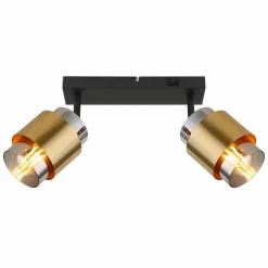 Applique murale Globo MILLEY Laiton, Noir, 2 lumières