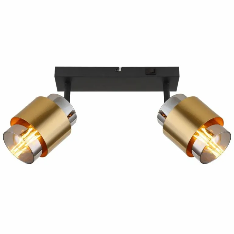 Applique murale Globo MILLEY Laiton, Noir, 2 lumières